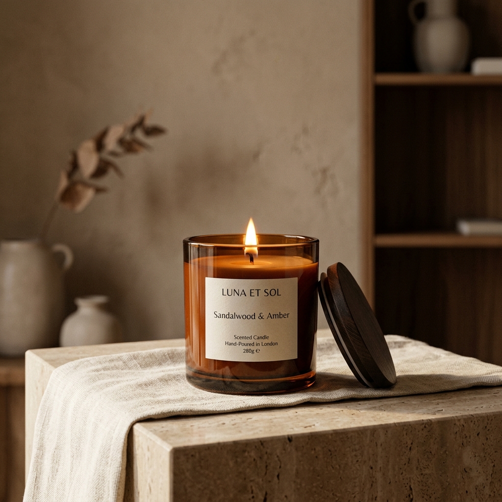 Vela encendida en ambiente cálido